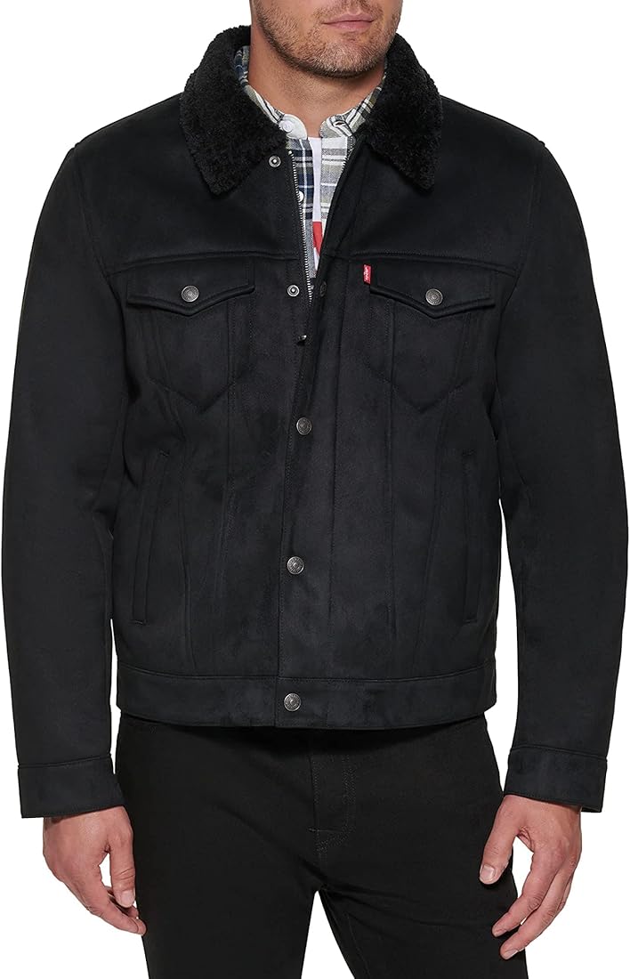 Buy Levi's Men's Faux Leather Sherpa Lined Trucker Jacket, Black